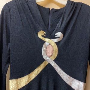 Vintage black maxi dress w/metallic embellishments